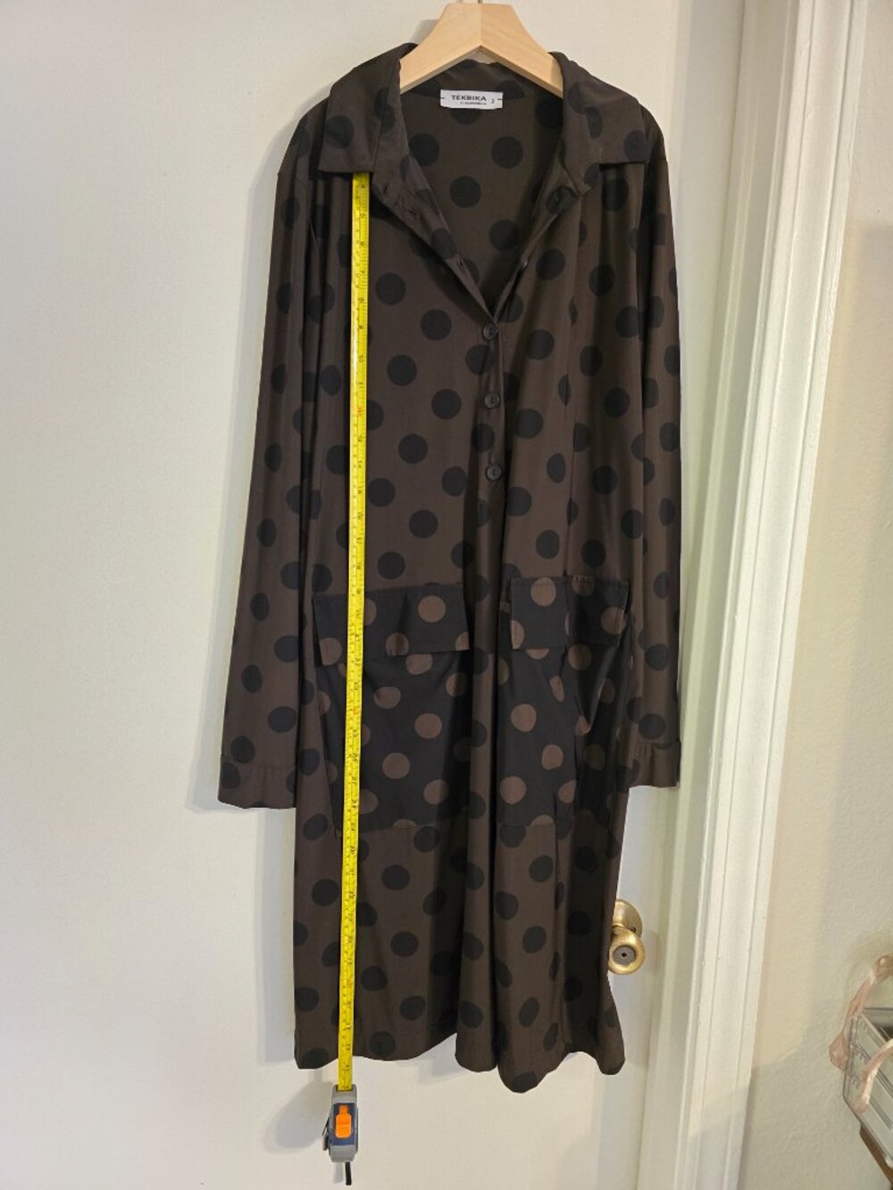 Tekbika By Alembika Dress Sz 2 Black Brown Dots Pockets Stretch Art to Wear NWOT - Picture 13 of 14